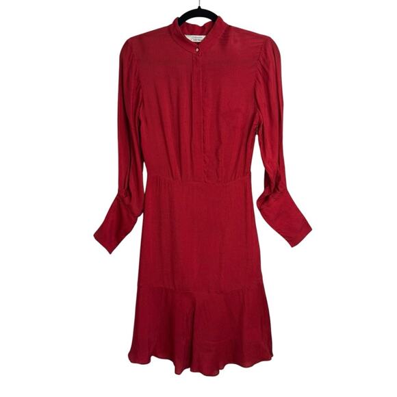 & Other Stories Frill Hem Red Long Sleeve Dress - Picture 2 of 14